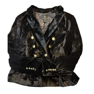 Black House of Harlow 1960 Blazer Double-Breasted Jacket Women Large Gold Button